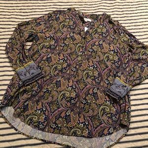 NWT Loft Tunic Shirt Paisley Print Long Sleeves